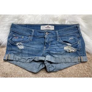 Hollister Women's Size 3 / 26 Short Shorts Jean Denim Blue Distressed